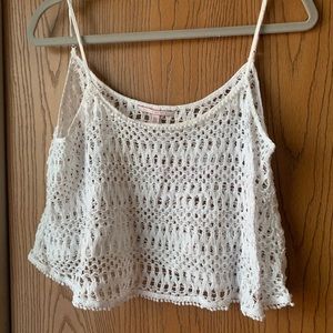 Large White Victoria Secret Crochet Crop Top